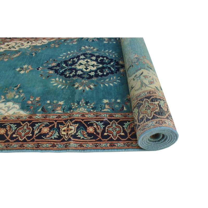 Distressed Basira Blue-Grey/Navy Runner - 2'6" x 10'0"