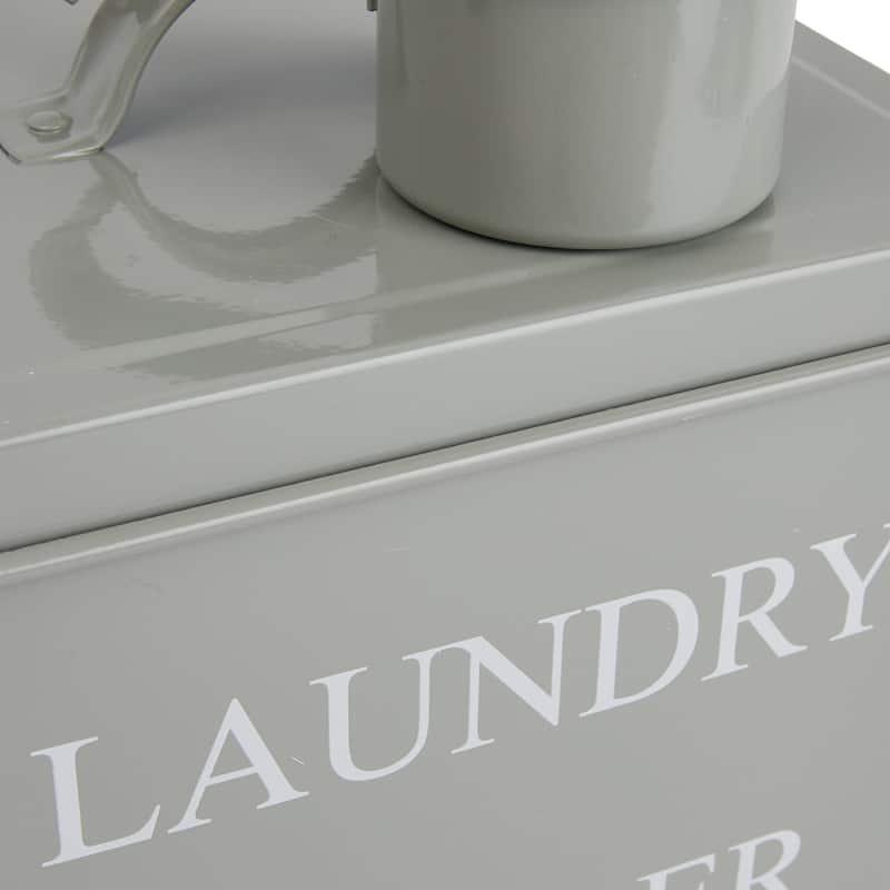 "Laundry Powder" 3 Piece Grey Metal Container with Lid & Scoop
