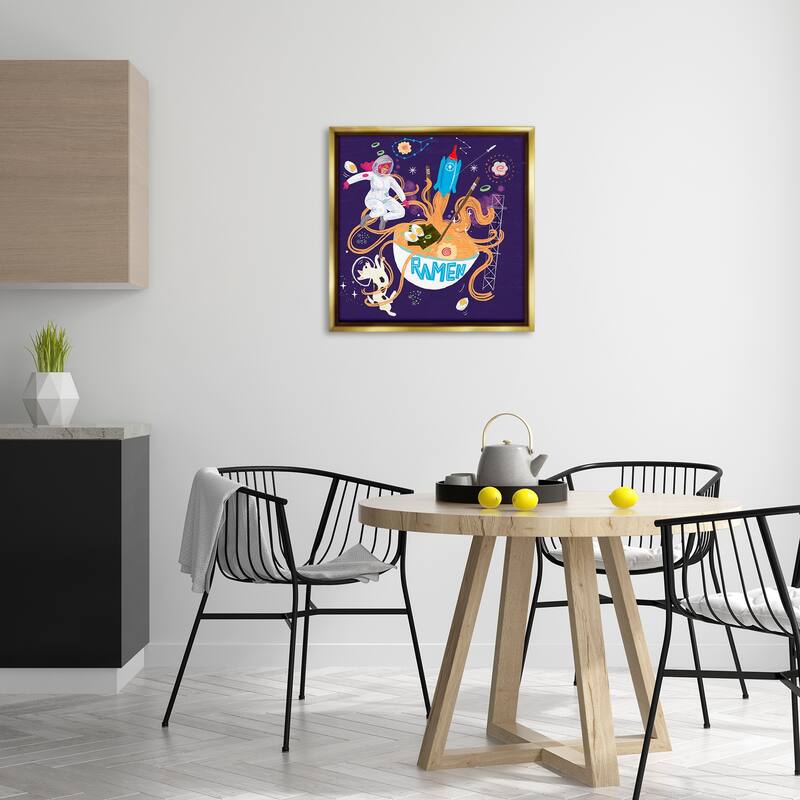 Stupell Whimsical Ramen in Space Framed Floater Canvas Wall Art Design By Juliet Rose Philips