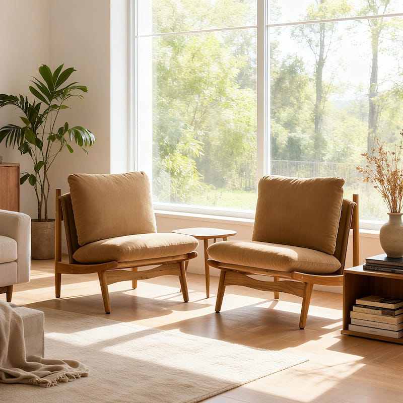 Scott Living Vista Accent Chair Wooden Frame, Set of 2 - Mocha,Natural