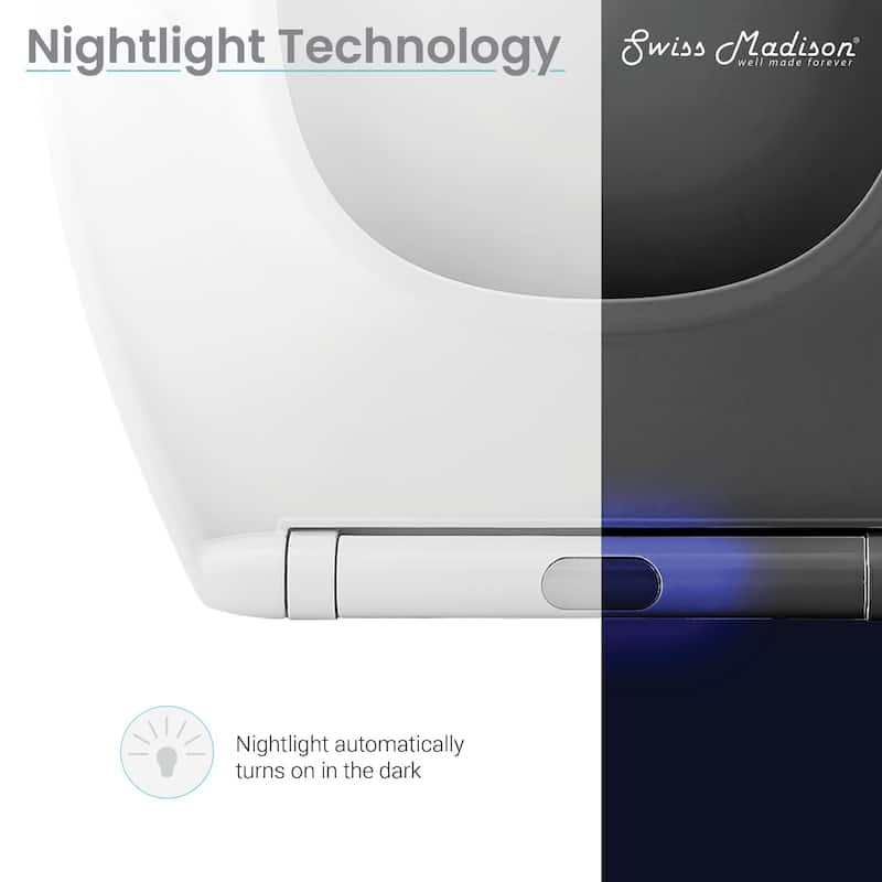 Cholet Elongated Quick-Release Toilet Seat With Night Light - 18.45" x 14.15" 1.8"