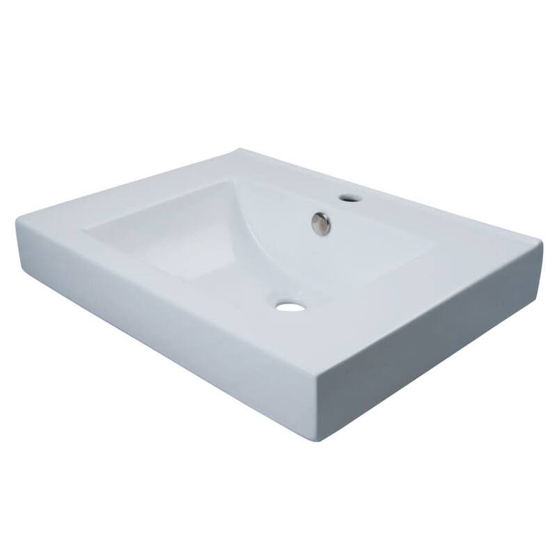 Kingston Brass Mission 23-5/8" Vessel Sink with Overflow - White