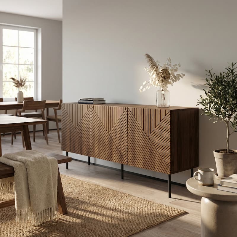 Meble Furniture Art Deco Modern Sideboard Buffet Credenza 59.2" in Matte Finish European Craftsmanship