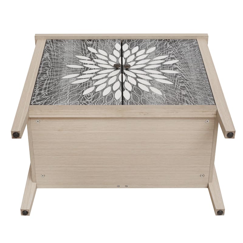 Roomfitters 2-Door Accent Storage Cabinet, Modern Carved Buffet Sideboard with Adjustable Shelf