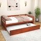 preview thumbnail 15 of 40, Costway Twin Size Trundle Daybed Wooden Slat Support Mattress Platform Walnut