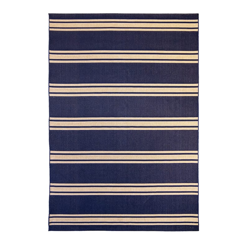 Gertmenian Grace Premium Multi-Size Multi-Colored Flatweave Indoor/ Outdoor Area Rug Collection - 6'6"x9'6" - MONTE CARLO NAVY