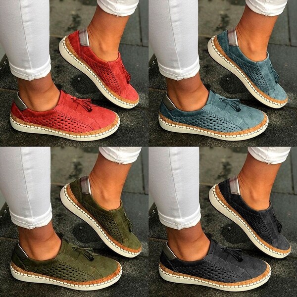 Fringe Tassels Slide Hollow-Out Casual Women's Sneakers In 4 Colors. Opens flyout.