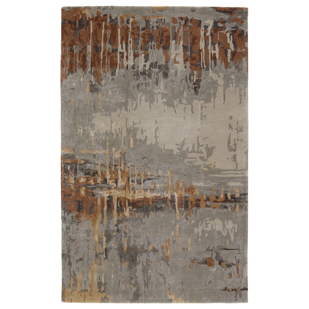 Theros Handmade Abstract Gray/ Bronze Area Rug