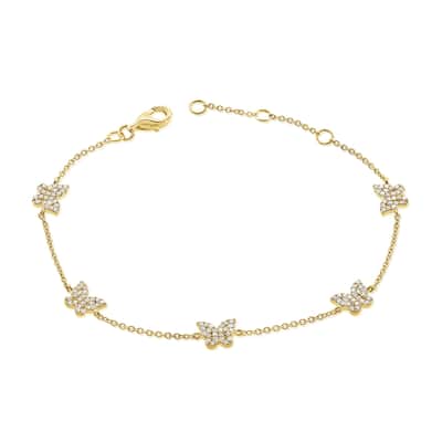 Joelle Collection Diamond Pave Station Butterfly Bracelet 2/5 ct. TDW 14K Gold