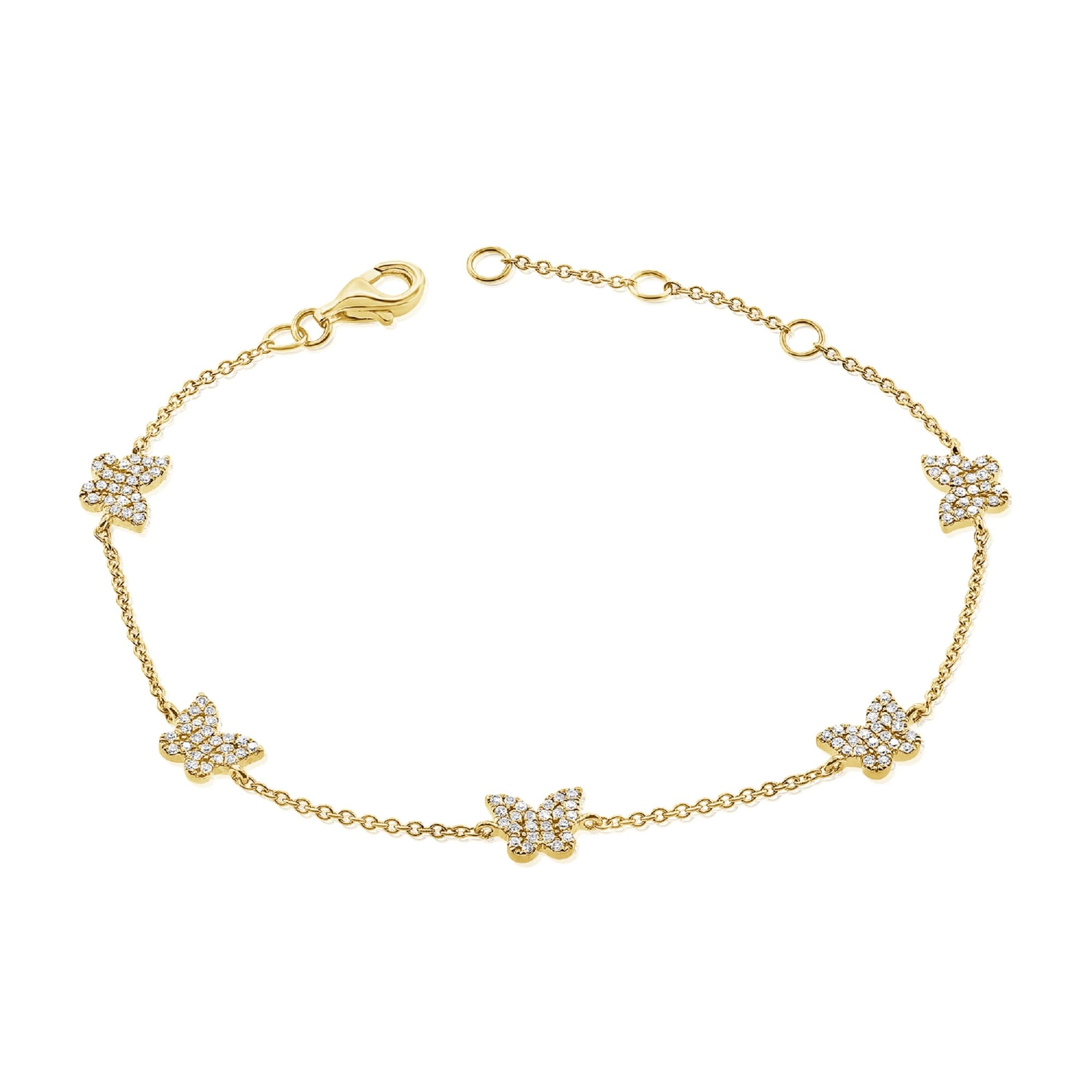 Joelle Collection Diamond Pave Station Butterfly Bracelet 2/5 ct. TDW 14K Gold