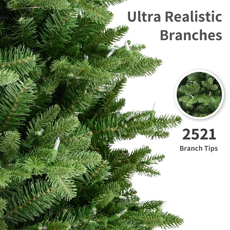 Puleo International 6.5' Pre-Lit Artificial Slim Noble Fir Tree with 600 Dual-Color LED Lights