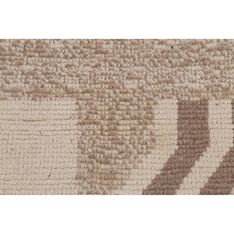 Earth Tone Moroccan Large Area Rug Handmade Beige Wool Carpet - 9'10"x 14'5"