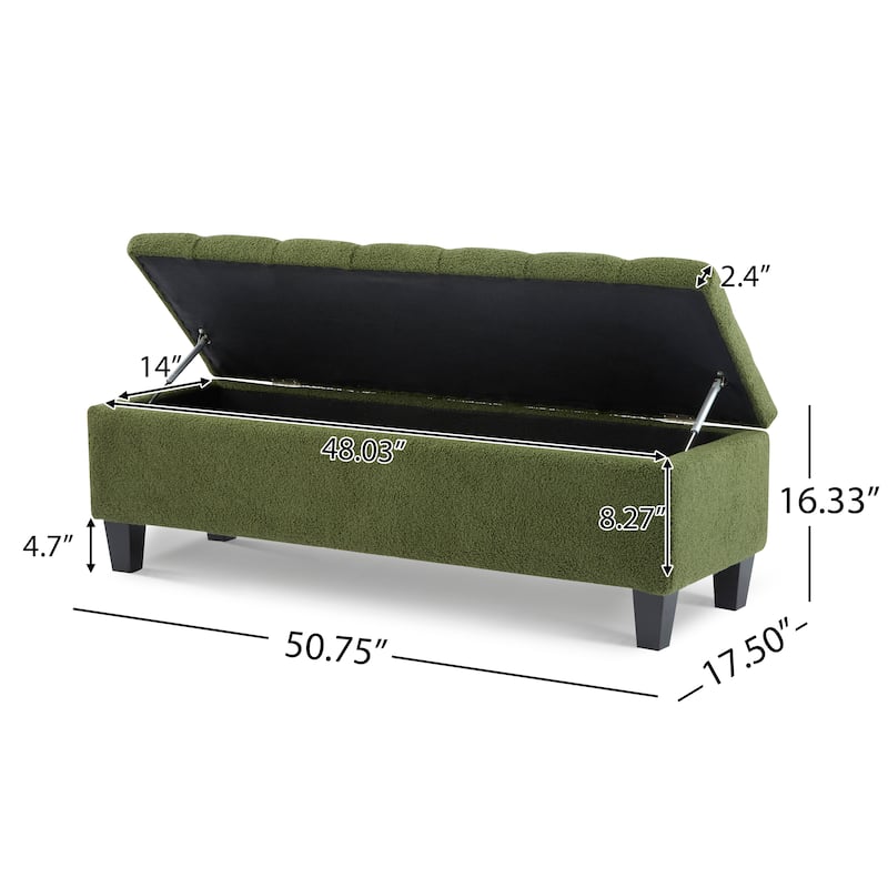 End of Bed Upholstered Ottoman Bench with Storage, Rubber Wood Legs
