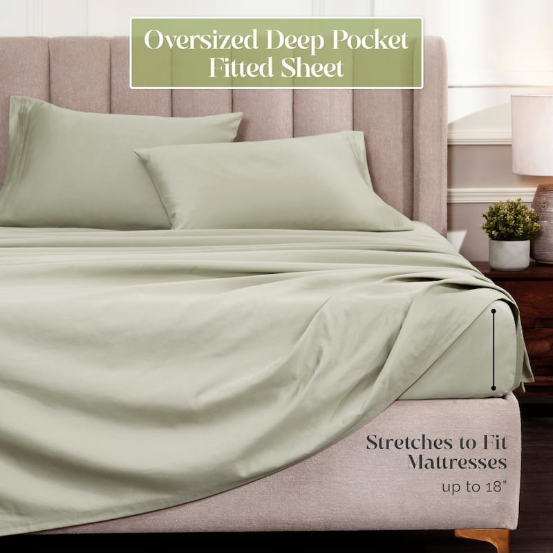 Blue Nile Mills 1500 Thread Count Egyptian Cotton Deep Pocket Solid Sheet Set