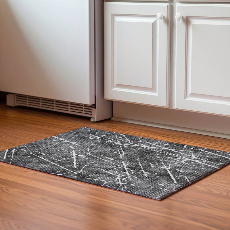 Premium Washable Super Soft Contemporary Mayfield Rug - Charcoal - 1' 8" x 2' 6" - Rectangle