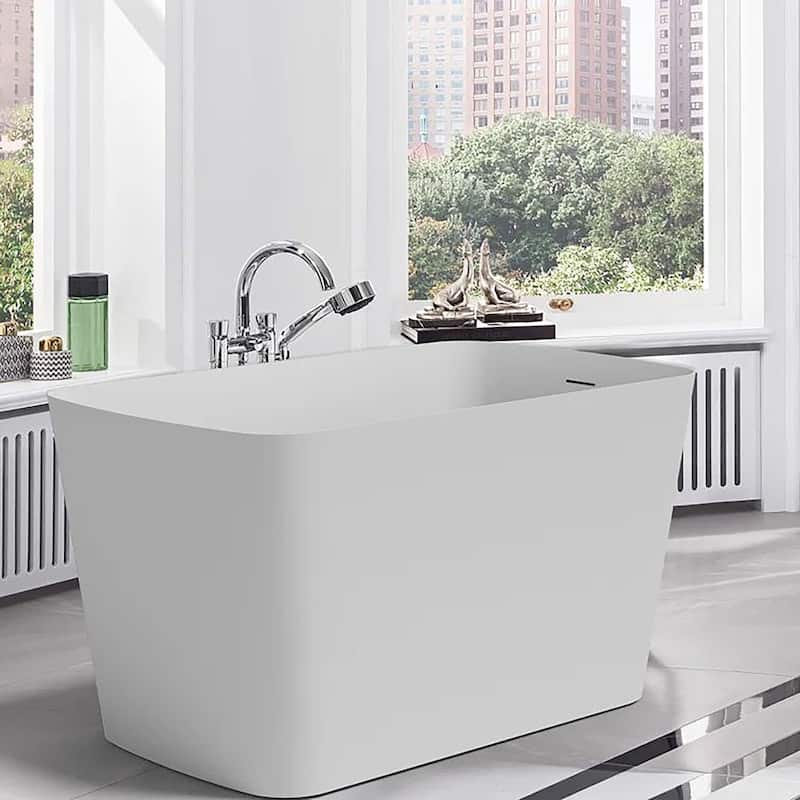 GIVINGTREE 47" L x 27"W Freestanding Soaking Acrylic Bathtub - White