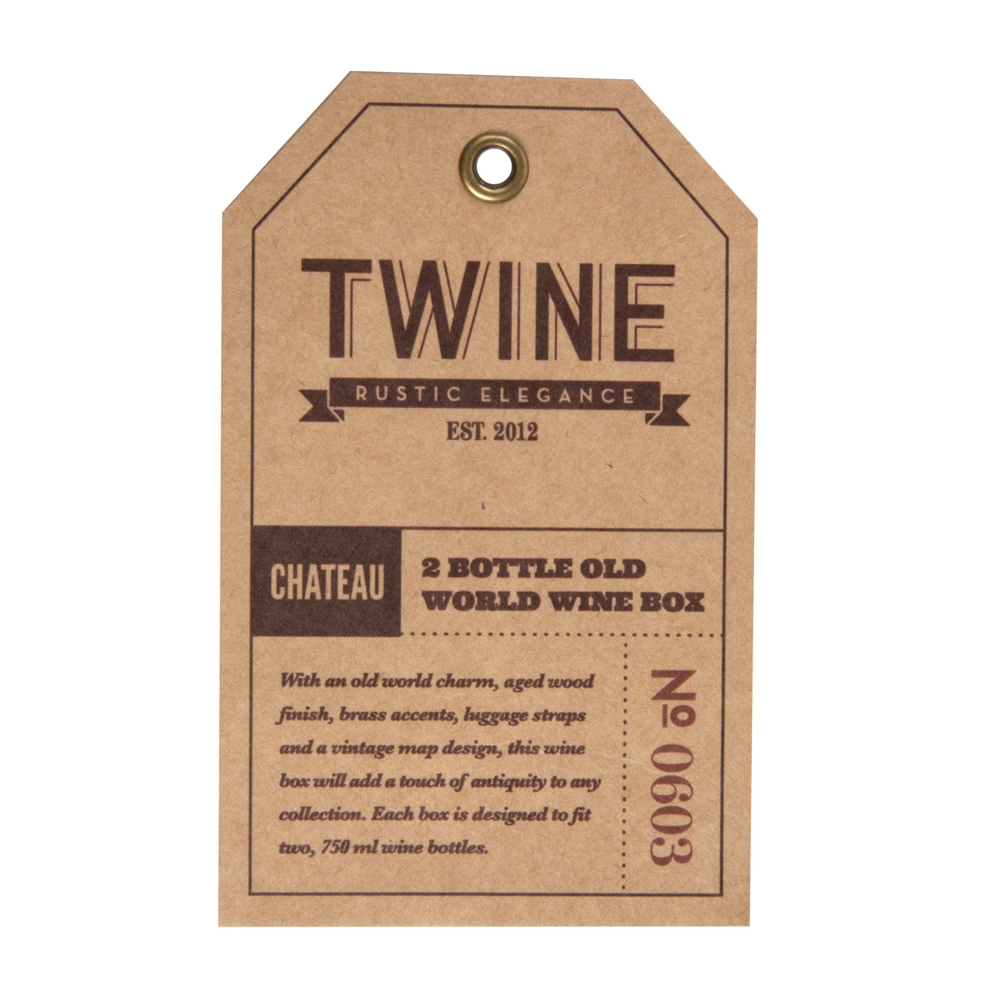 2 Bottle Old World Wooden Wine Box by Twine - 14.5