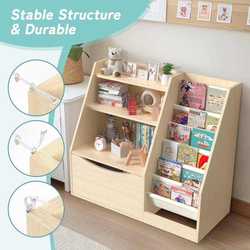 Mcow 3-Tier Kids Wooden Children Book Rack