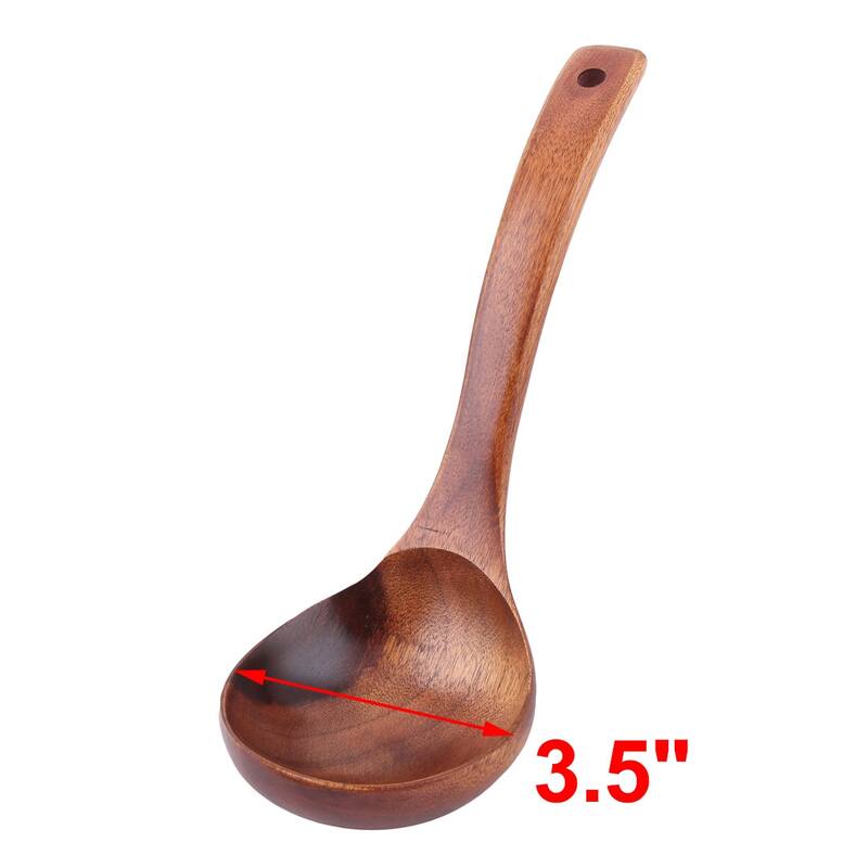 Wood Cooking Porridge Dumpling Soup Scoop Mixing Spoon Ladle Brown - 10.4" x 3.5" x 1.4"(L*W*H)