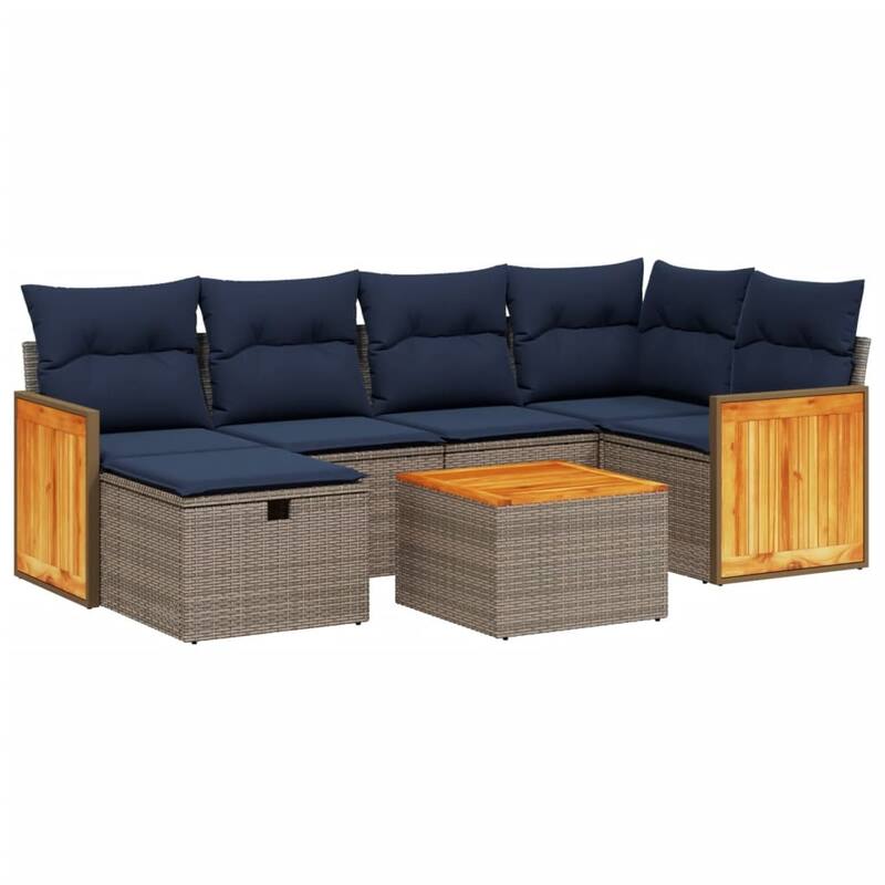 vidaXL Patio Sofa Set with Cushions Outdoor Conversation Furniture Poly Rattan