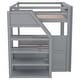 preview thumbnail 16 of 18, Convertible Design Wood Full Size Bunk Bed with Storage Staircase, Bedside Table, and 3 Drawers