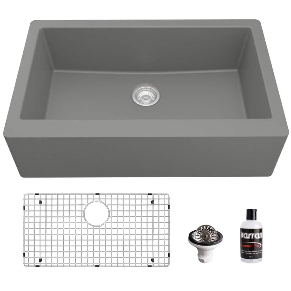 Karran USA QA-740-PK1 Quartz QA 34" Farmhouse Single Basin Quartz