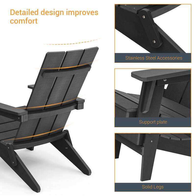 LIVOOSUN Foldable Adirondack Chair,Outdoor Wood-Grain Chair