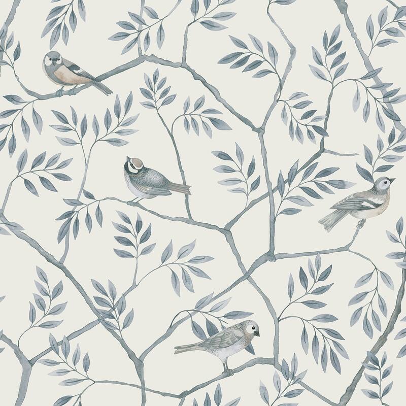 A-Street Prints Crossbill Light Blue Branches Wallpaper