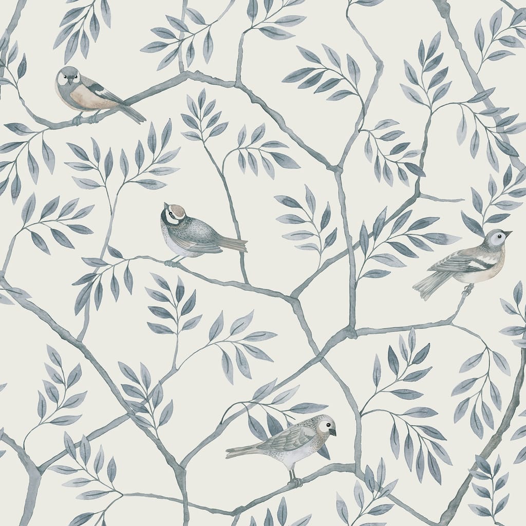 A-Street Prints Crossbill Light Blue Branches Wallpaper