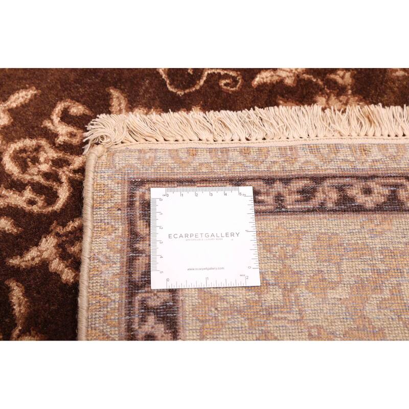 ECARPETGALLERY Hand-knotted Mirzapur Dark Brown Silk, Wool Rug - 5'0 x 6'10