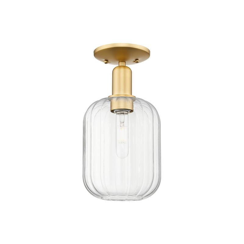 Innovations Lighting 716-1C-13-7 Preston Semi-Flush Preston 7" Wide - Satin Gold / Clear