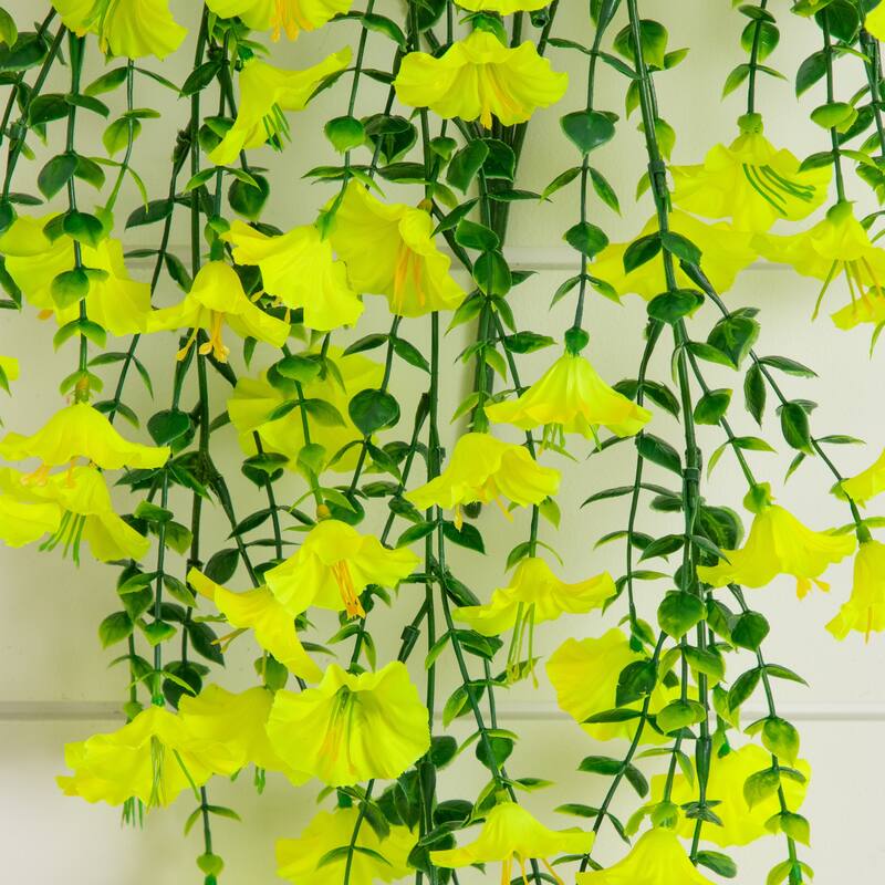 30-in UV Resistant Artificial Morning Glory Hanging Plant - Set of 6