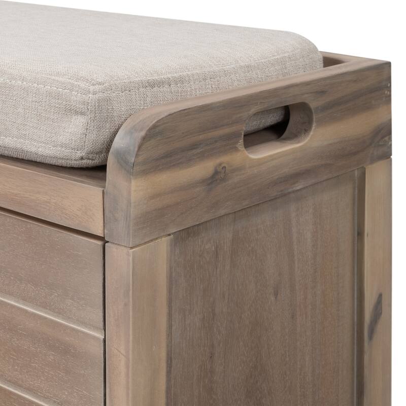 Storage Bench with Removable Basket Cushion and 2 Drawers