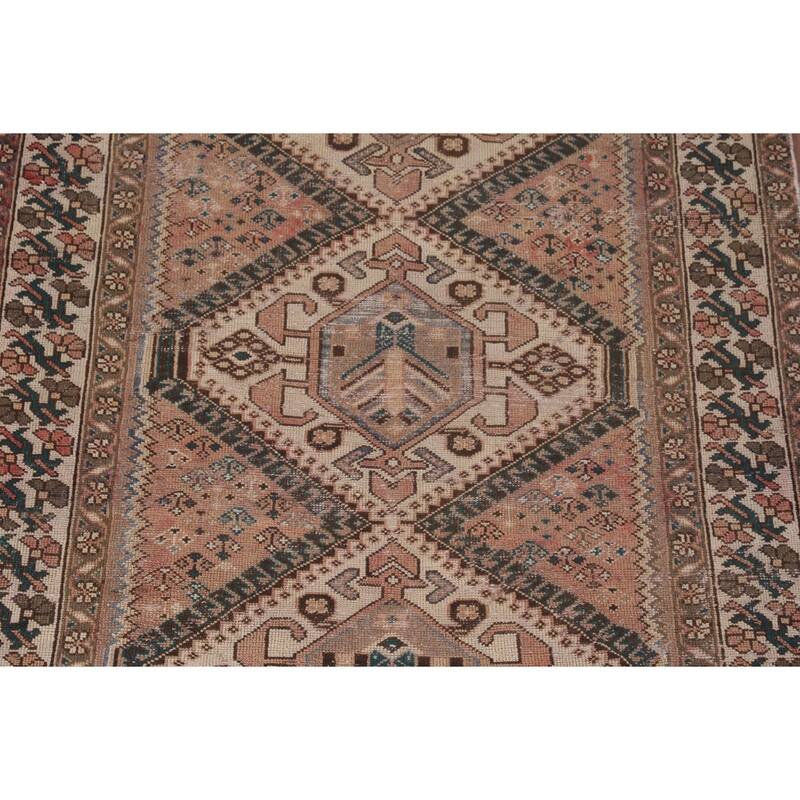Tribal Distressed Bakhtiari Persian Antique Rug Handmade Wool Carpet - 5'2" x 9'11"
