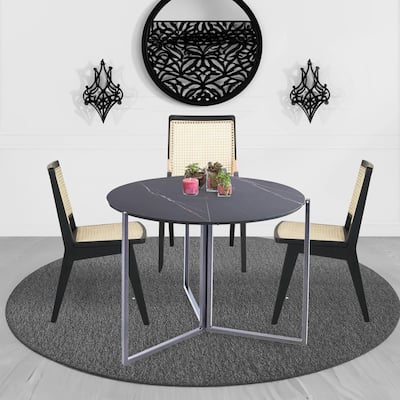 35" Tri-Fold Multi-Use Round Table, Black Carrera