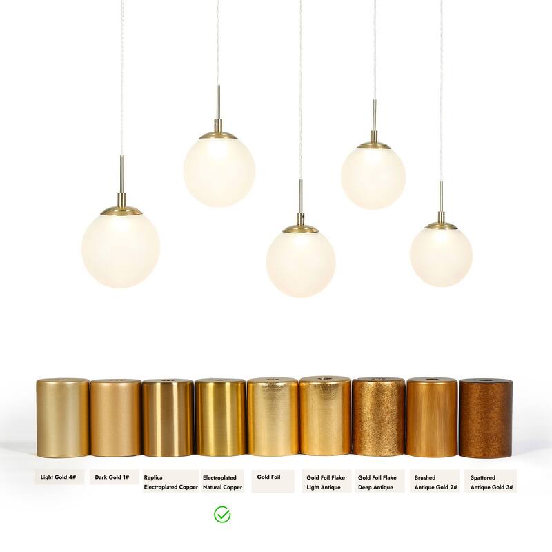 Icey Mid-Century Modern Gold LED Chandelier 31.5" 5-Light Linear Island Lights for Dining Room - 31.5" L x 4.7" W x 8" H
