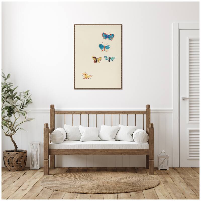 Kate and Laurel Five Butterflies 1912 Odilion Redon by Nostalgia Prints Framed Canvas Wall Art Print