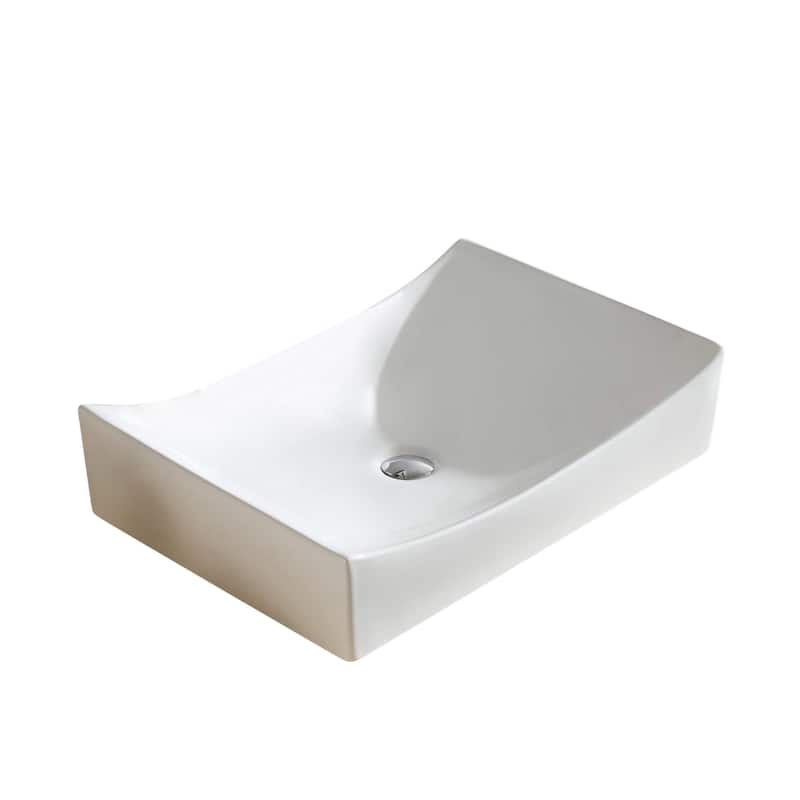 Fine Fixtures Vitreous China Sloping Rectangular White Vessel Sink