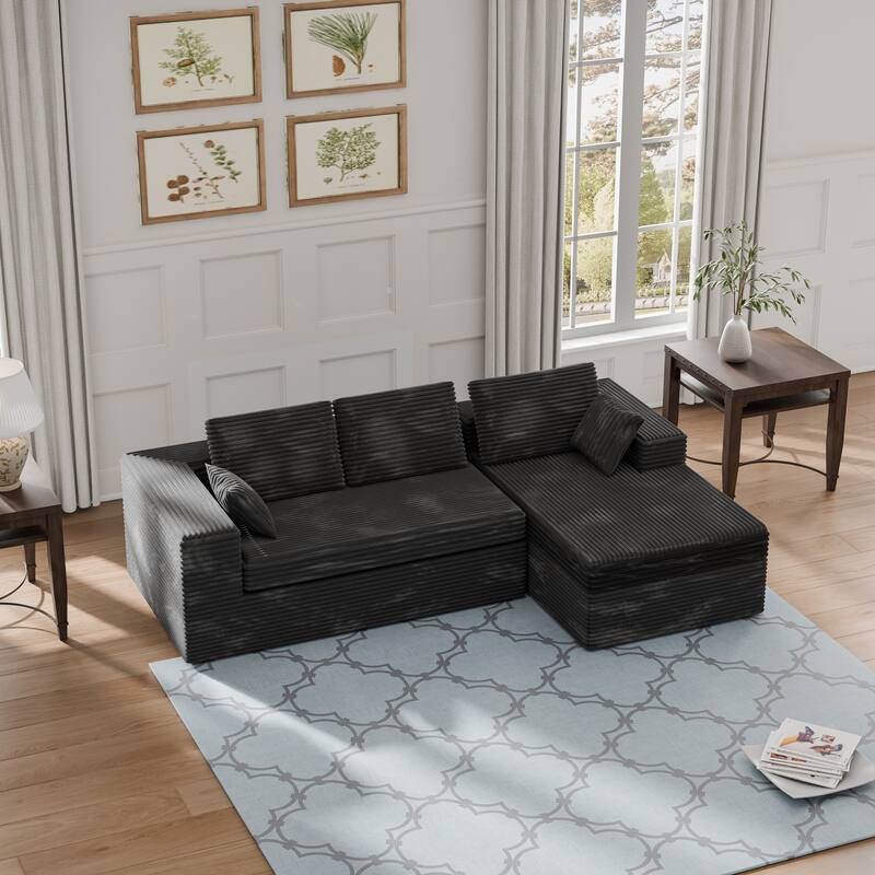 Modland 108" Boneless Cloud Couch, Modular L-Shaped Sectional Sofa, No Assembly, Corduroy