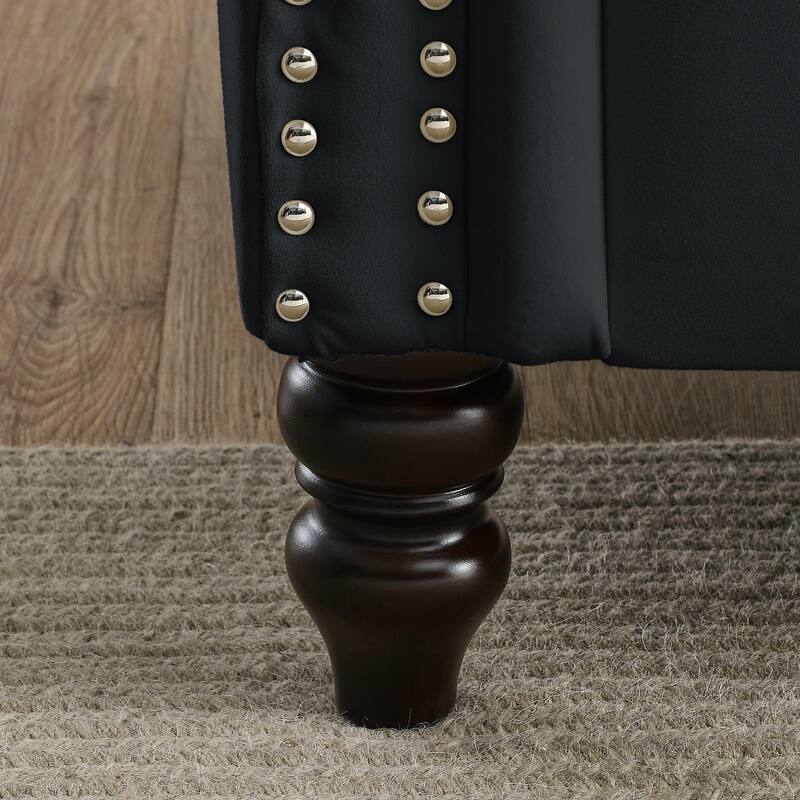 Chesterfield Velvet 3+3 Seater Sofa Tufted Couch with Rolled Arms and Nailhead & Pillows for Living Room, Bedroom, Apartment