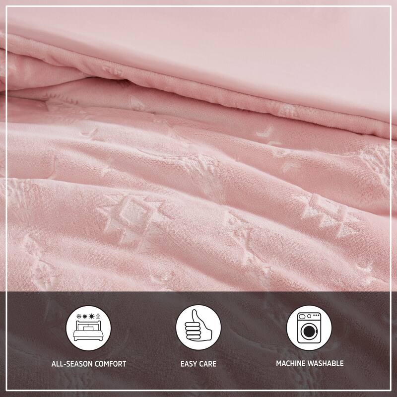 Wrangler Steer Head Stripe Reversible Comforter Set with Decorative Pillow (Pink)