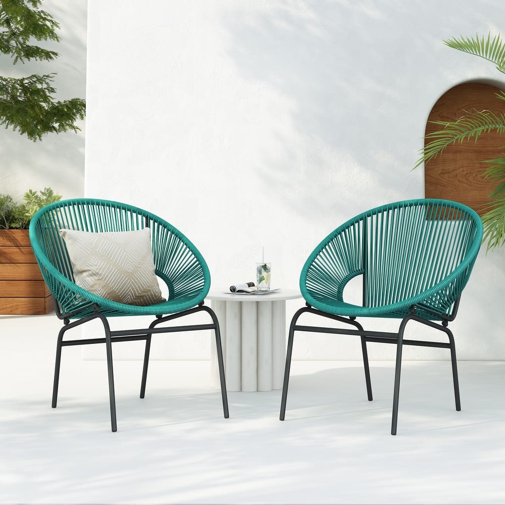 Nusa Outdoor Modern Rattan Club Chair (Set of 2) by Christopher Knight Home