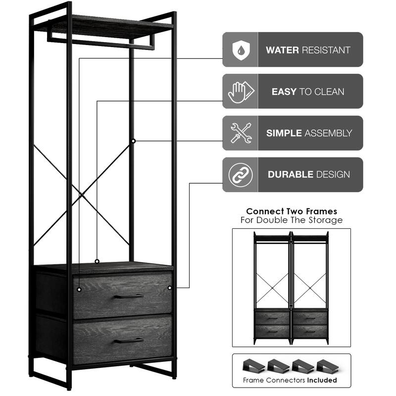 Sorbus 2 Drawer Tall Clothing Rack Storage