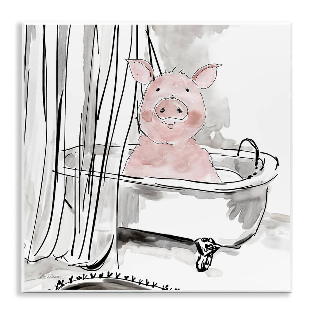 Stupell Minimal Bathtub Piggy Wall Plaque Art Design By Carol Robinson