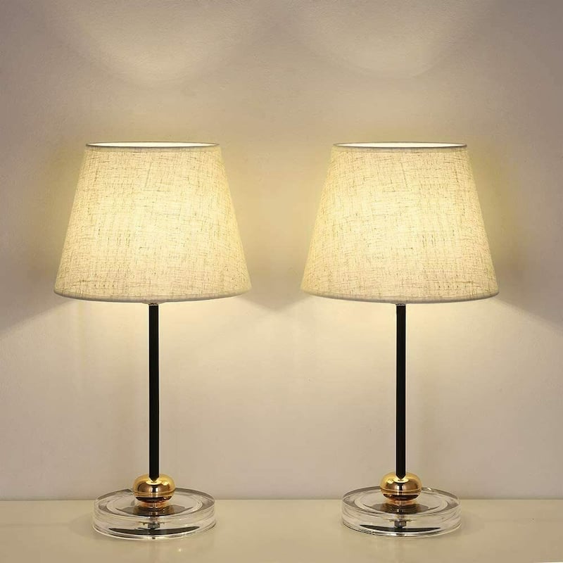Bedside Nightstand Lamps Set of 2 with Acrylic Base, Small