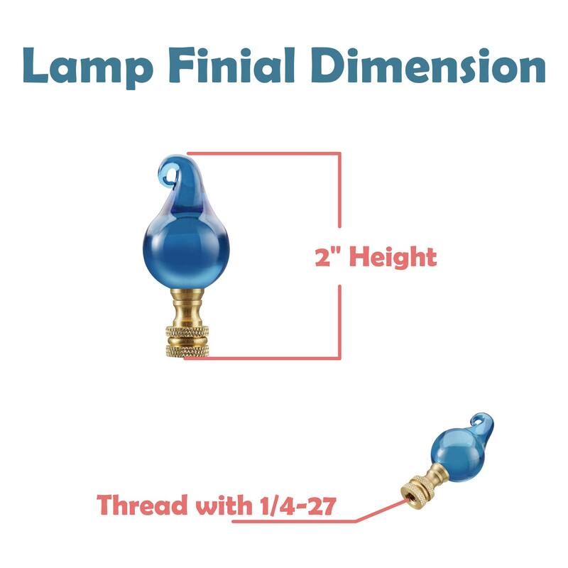 Aspen Creative 1 Pack Blue Glass Lamp Finial in Solid Brass Finish, 2 1/2" Tall - BLUE & WHITE