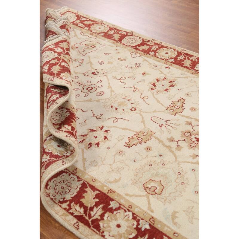 Hand Knotted Oriental 100% Wool Carpet Traditional Floral Beige & Ivories Chobi-Peshawar Area Rug - 11' 2'' X 5' 0''