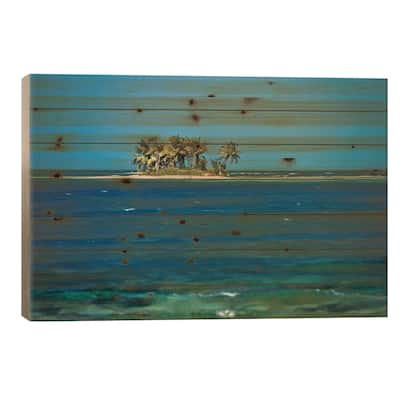View Of Silk Caye Island With Palm Trees, Caribbean Sea, Stann Creek District, Belize Print On Wood by Panoramic Images