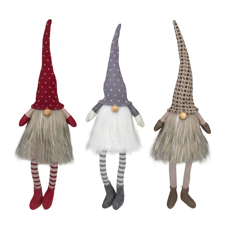 Sitting Christmas Gnomes with Dangling Legs - 20" - Set of 3