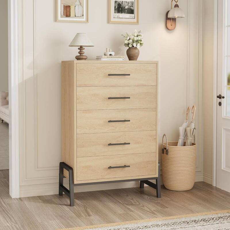 5 Drawer Freestanding Dresser Storage Chest for Living Room, Bedroom